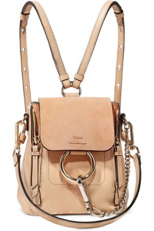 CHLOÉ Faye mini textured-leather and suede backpack